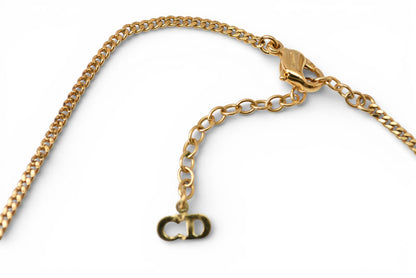 クリスチャンディオール ネックレス ヴィンテージ Christian Dior ロゴ/ラインストーン ゴールド【中古】