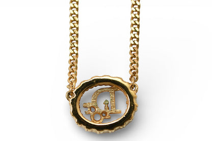 クリスチャンディオール ネックレス ヴィンテージ Christian Dior ロゴ/ラインストーン ゴールド【中古】