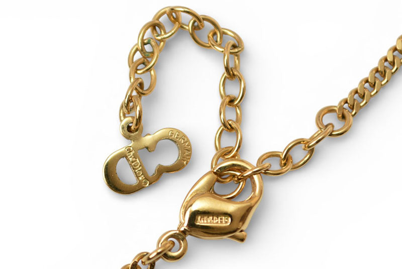 クリスチャンディオール ネックレス ヴィンテージ Christian Dior ロゴ/ラインストーン ゴールド【中古】