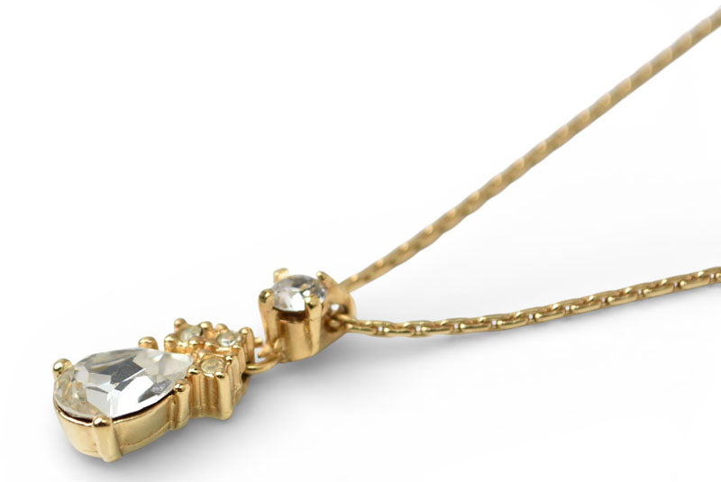 クリスチャンディオール ネックレス ヴィンテージ Christian Dior ティアドロップ/ラインストーン ゴールド【中古】