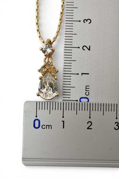 クリスチャンディオール ネックレス ヴィンテージ Christian Dior ティアドロップ/ラインストーン ゴールド【中古】