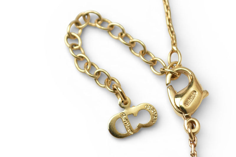 クリスチャンディオール ネックレス ヴィンテージ Christian Dior ティアドロップ/ラインストーン ゴールド【中古】
