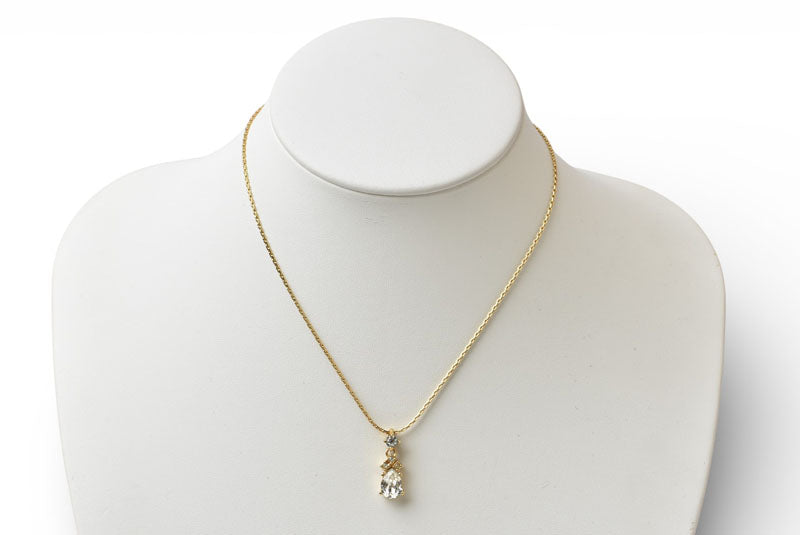 クリスチャンディオール ネックレス ヴィンテージ Christian Dior ティアドロップ/ラインストーン ゴールド【中古】