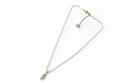 クリスチャンディオール ネックレス ヴィンテージ Christian Dior ティアドロップ/ラインストーン ゴールド【中古】