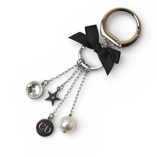 クリスチャンディオール キーホルダー/バッグチャーム/キーリング Christian Dior 非売品/ノベルティリボン/ロゴ【中古】
