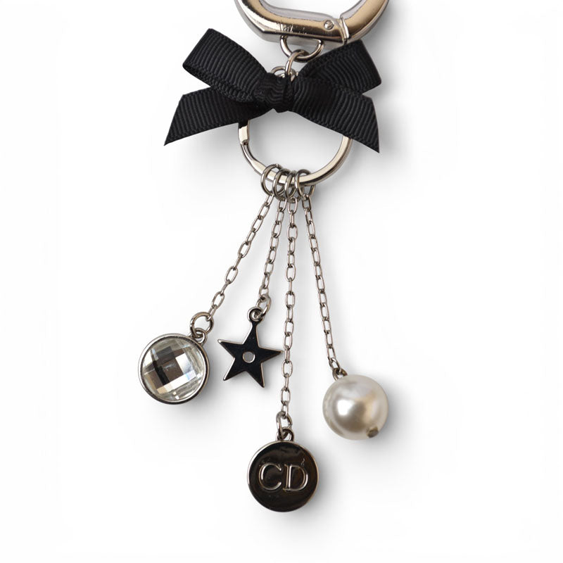 クリスチャンディオール キーホルダー/バッグチャーム/キーリング Christian Dior 非売品/ノベルティリボン/ロゴ【中古】