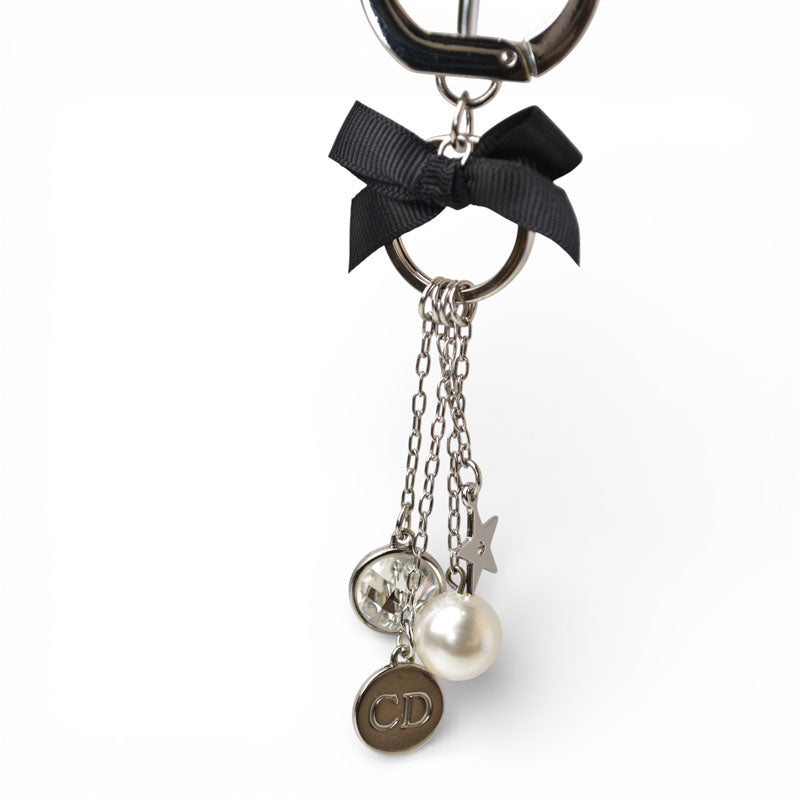 クリスチャンディオール キーホルダー/バッグチャーム/キーリング Christian Dior 非売品/ノベルティリボン/ロゴ【中古】