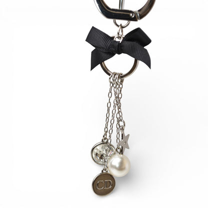クリスチャンディオール キーホルダー/バッグチャーム/キーリング Christian Dior 非売品/ノベルティリボン/ロゴ【中古】