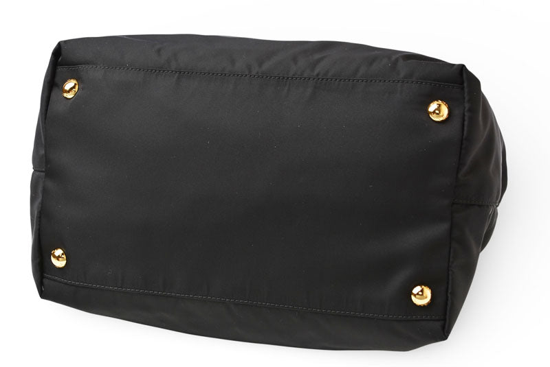 プラダ トートバッグ PRADA リボンモチーフ ナイロン ブラック/ピンク BN16010 レディース 【中古】