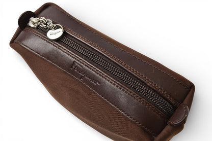 フェラガモ コスメポーチ/トラベルポーチ Salvatore Ferragamo ナイロン/レザー ダークブラウン HE22 6638【中古】