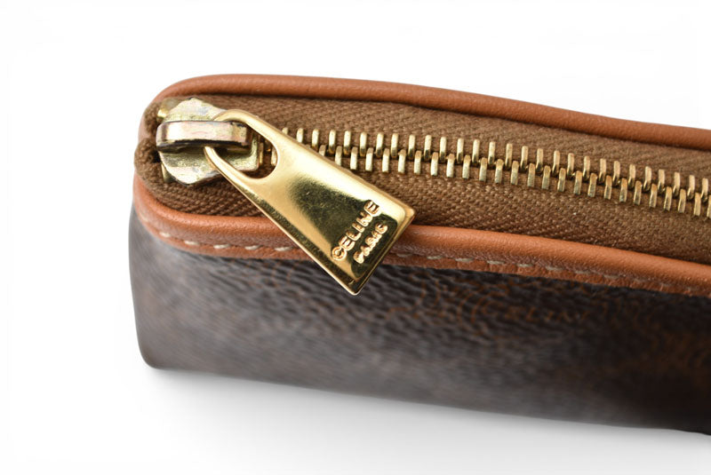 セリーヌ コインケース/小銭入れ CELINE ヴィンテージ オールドセリーヌ マカダム ミニポーチ/ブラウン【中古】