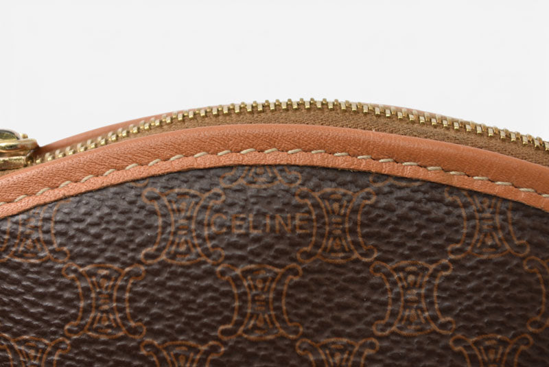 セリーヌ コインケース/小銭入れ CELINE ヴィンテージ オールドセリーヌ マカダム ミニポーチ/ブラウン【中古】