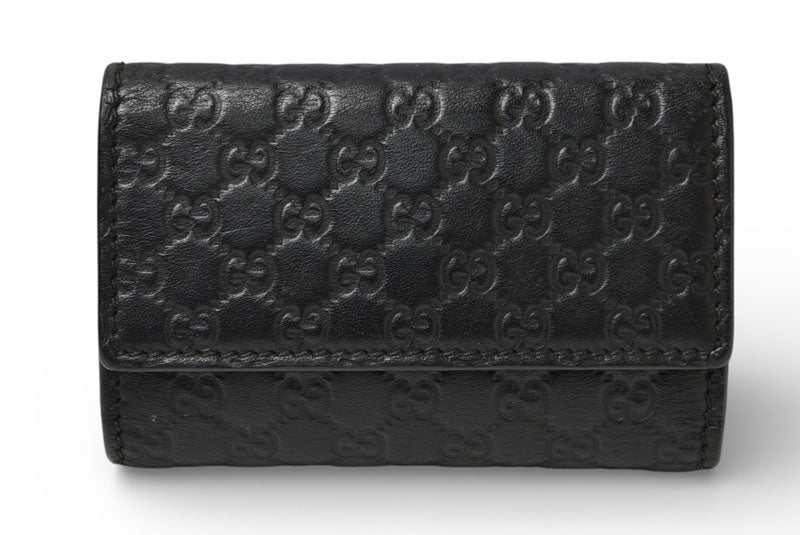 グッチ キーケース/キーホルダー GUCCI 6連 マイクログッチシマ 150402 BMJ1N 1000 ユニセックス ブラック【中古】