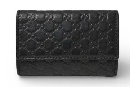 グッチ キーケース/キーホルダー GUCCI 6連 マイクログッチシマ 150402 BMJ1N 1000 ユニセックス ブラック【中古】