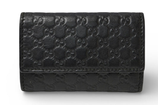グッチ キーケース/キーホルダー GUCCI 6連 マイクログッチシマ 150402 BMJ1N 1000 ユニセックス ブラック【中古】