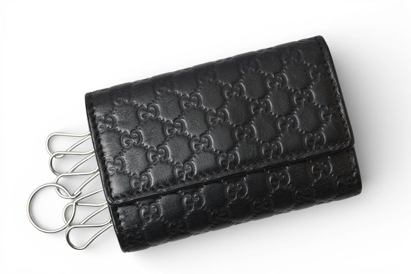 グッチ キーケース/キーホルダー GUCCI 6連 マイクログッチシマ 150402 BMJ1N 1000 ユニセックス ブラック【中古】