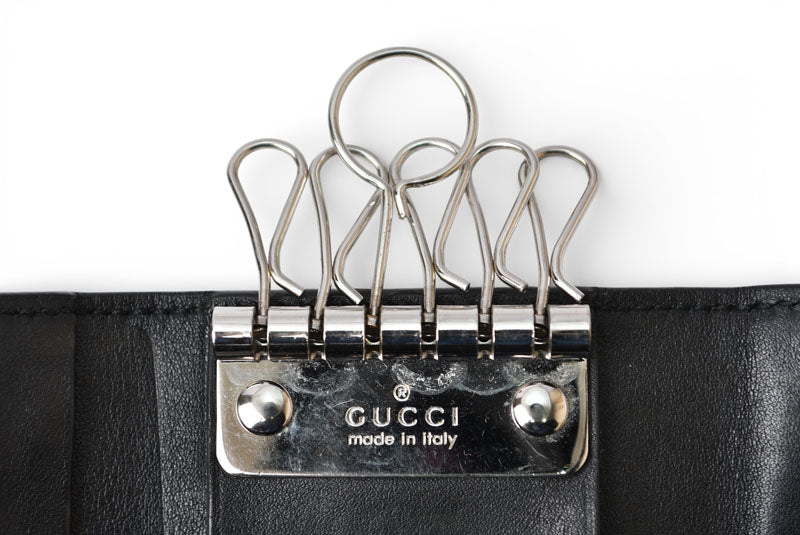 グッチ キーケース/キーホルダー GUCCI 6連 マイクログッチシマ 150402 BMJ1N 1000 ユニセックス ブラック【中古】