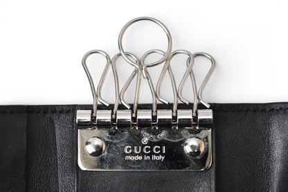 グッチ キーケース/キーホルダー GUCCI 6連 マイクログッチシマ 150402 BMJ1N 1000 ユニセックス ブラック【中古】