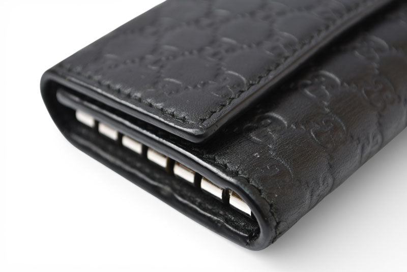 グッチ キーケース/キーホルダー GUCCI 6連 マイクログッチシマ 150402 BMJ1N 1000 ユニセックス ブラック【中古】
