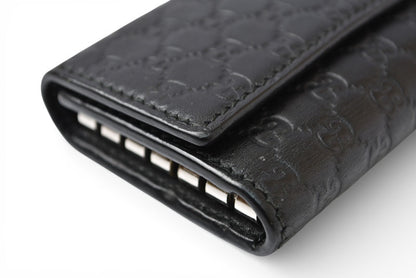 グッチ キーケース/キーホルダー GUCCI 6連 マイクログッチシマ 150402 BMJ1N 1000 ユニセックス ブラック【中古】