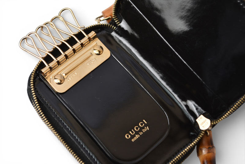 グッチ キーケース兼用コインケース バンブー GUCCI 6連 ヴィンテージ ユニセックス ブラック【中古】