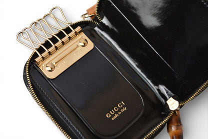グッチ キーケース兼用コインケース バンブー GUCCI 6連 ヴィンテージ ユニセックス ブラック【中古】