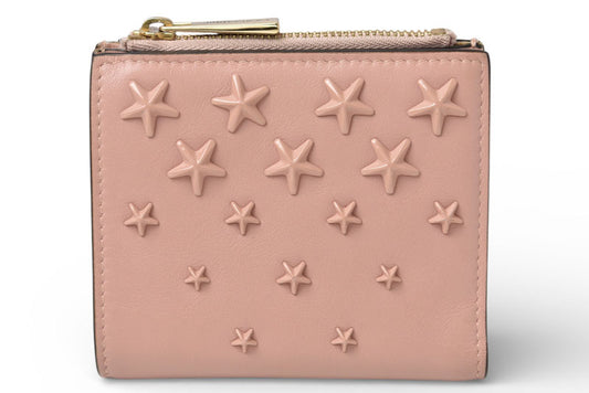ジミーチュウ 財布 二つ折り/ミニ財布 JIMMY CHOO 財布 カーフレザー ハニ HANNI スタースタッズ ピンク【中古】