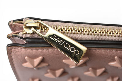 ジミーチュウ 財布 二つ折り/ミニ財布 JIMMY CHOO 財布 カーフレザー ハニ HANNI スタースタッズ ピンク【中古】