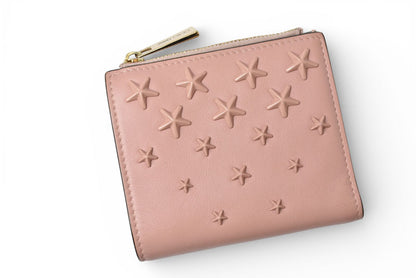ジミーチュウ 財布 二つ折り/ミニ財布 JIMMY CHOO 財布 カーフレザー ハニ HANNI スタースタッズ ピンク【中古】