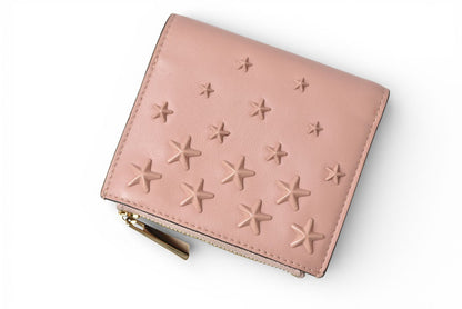 ジミーチュウ 財布 二つ折り/ミニ財布 JIMMY CHOO 財布 カーフレザー ハニ HANNI スタースタッズ ピンク【中古】