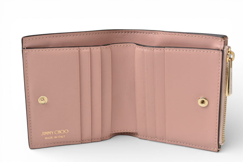 ジミーチュウ 財布 二つ折り/ミニ財布 JIMMY CHOO 財布 カーフレザー ハニ HANNI スタースタッズ ピンク【中古】