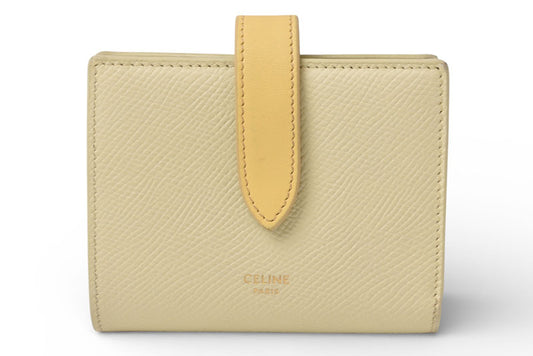 セリーヌ 財布/二つ折 CELINE ミニ財布 ストラップウォレット バイカラー イエロー系【中古】