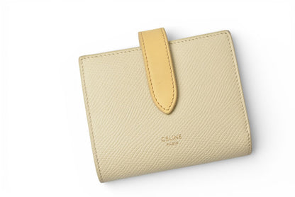 セリーヌ 財布/二つ折 CELINE ミニ財布 ストラップウォレット バイカラー イエロー系【中古】