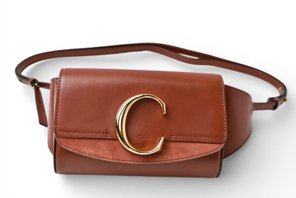 クロエ ボディバッグ/ウエストバッグ Chloe C ブラウン レザー ショルダーバッグ【中古】