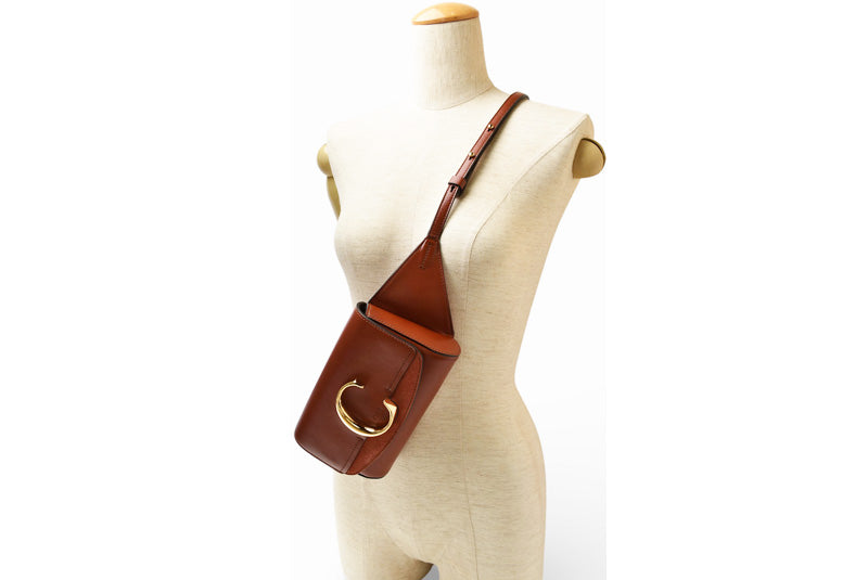 クロエ ボディバッグ/ウエストバッグ Chloe C ブラウン レザー ショルダーバッグ【中古】