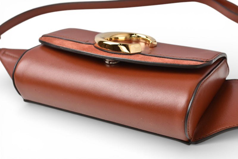 クロエ ボディバッグ/ウエストバッグ Chloe C ブラウン レザー ショルダーバッグ【中古】