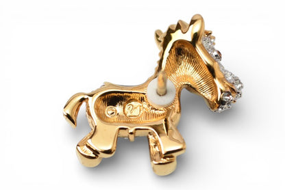 スワロフスキー ピンブローチ 馬/ポニー SWAROVSKI アクセサリー ラインストーン ゴールド 午年【中古】