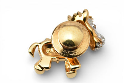 スワロフスキー ピンブローチ 馬/ポニー SWAROVSKI アクセサリー ラインストーン ゴールド 午年【中古】