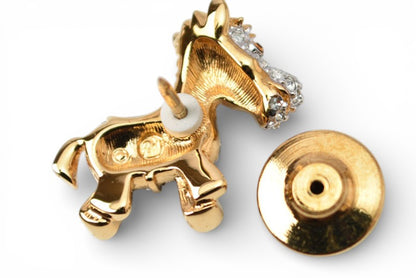 スワロフスキー ピンブローチ 馬/ポニー SWAROVSKI アクセサリー ラインストーン ゴールド 午年【中古】