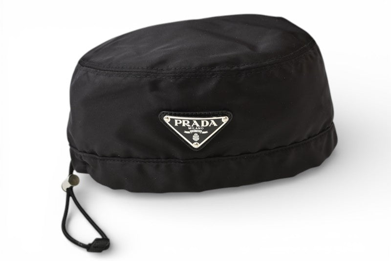 プラダ 帽子/ ベレー帽 PRADA Re-Nylon/リナイロン トライアングルロゴ ブラック【中古】