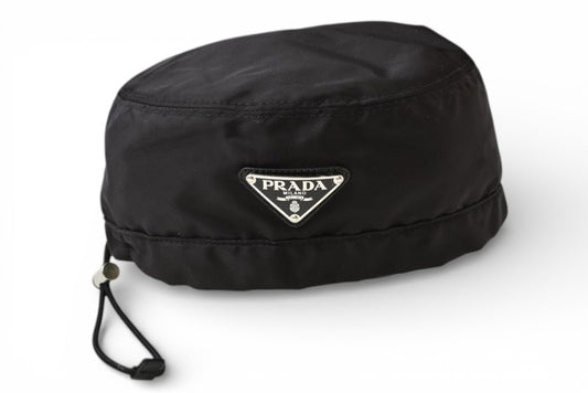 プラダ 帽子/ ベレー帽 PRADA Re-Nylon/リナイロン トライアングルロゴ ブラック【中古】