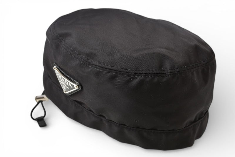 プラダ 帽子/ ベレー帽 PRADA Re-Nylon/リナイロン トライアングルロゴ ブラック【中古】