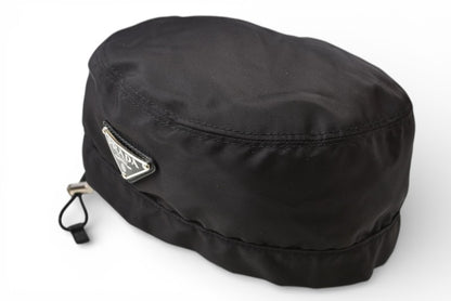 プラダ 帽子/ ベレー帽 PRADA Re-Nylon/リナイロン トライアングルロゴ ブラック【中古】