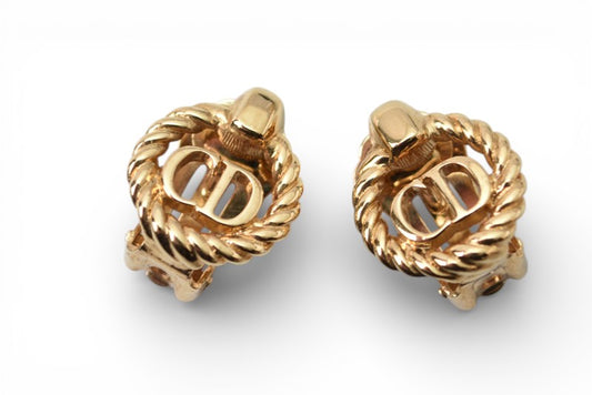 クリスチャンディオール イヤリング Christian Dior ヴィンテージ アクセサリー CDロゴ ゴールド【中古】