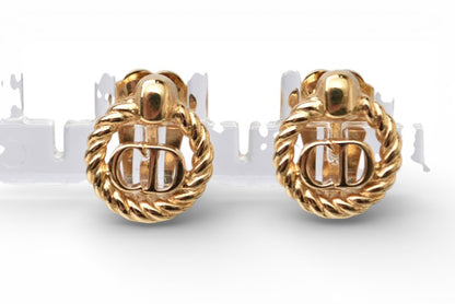 クリスチャンディオール イヤリング Christian Dior ヴィンテージ アクセサリー CDロゴ ゴールド【中古】