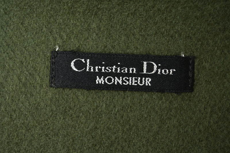 クリスチャンディオール マフラー メンズ ヴィンテージ Christian Dior ウインタースカーフ ウール モスグリーン【中古】