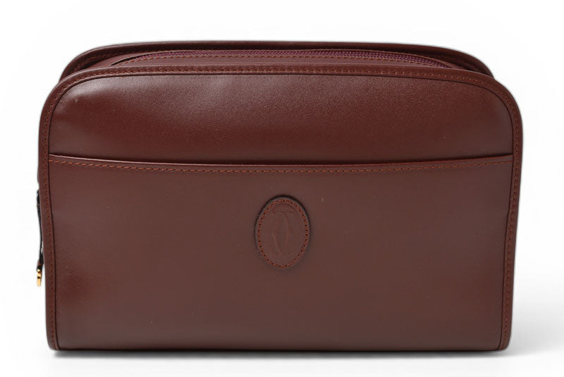 カルティエ クラッチバッグ マストライン Cartier ヴィンテージ メンズバッグ レザー ボルドー 【中古】