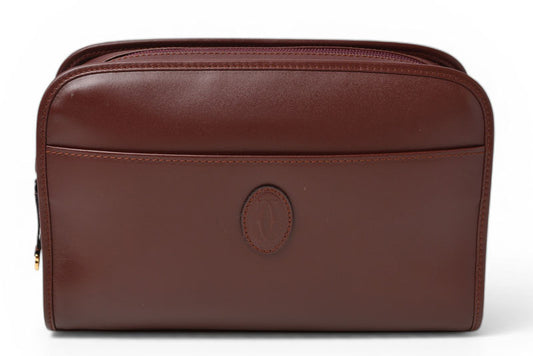カルティエ クラッチバッグ マストライン Cartier ヴィンテージ メンズバッグ レザー ボルドー 【中古】