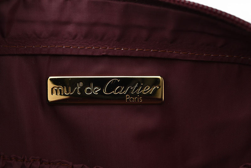 カルティエ クラッチバッグ マストライン Cartier ヴィンテージ メンズバッグ レザー ボルドー 【中古】