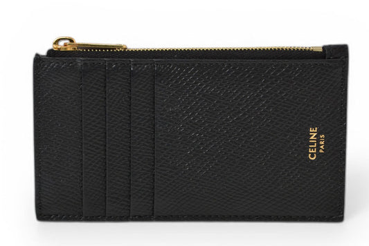 セリーヌ コインケース/カードホルダー CELINE ジップ付コンパクト カードホルダー/フラグメントケース ブラック 10B683BEL【中古】